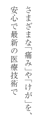 さまざまな痛みやけがを、安心で最新の医療技術で